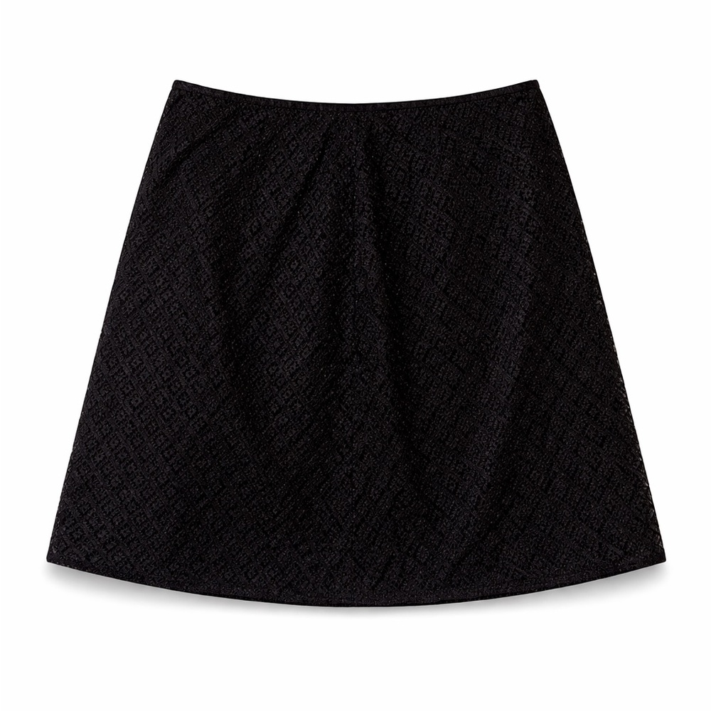 NY&Co Black Lace A-Line Mini Skirt Size 12 Textured Overlay - Picture 2 of 8